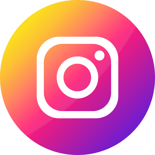 Instagram logo with a gradient background of yellow, orange, pink, and purple colors.